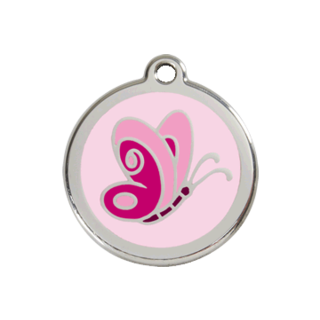 Red Dingo Butterfly Tag - Light Pink [Size: Medium]  - Lifetime Guarantee - Cat, Dog, Pet ID Tag Engraved