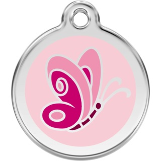 Red Dingo Enamel Butterfly Tag - Light Pink - Lifetime Guarantee - Cat, Dog, Pet ID Tag Engraved