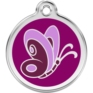 Red Dingo Enamel Butterfly Tag - Purple - Lifetime Guarantee - Large - Cat, Dog, Pet ID Tag Engraved
