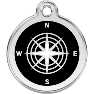 Red Dingo Enamel Compass Black - Lifetime Guarantee - Cat, Dog, Pet ID Tag Engraved