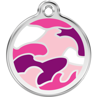 Red Dingo Enamel Camouflage Pink  - Lifetime Guarantee - Cat, Dog, Pet ID Tag Engraved