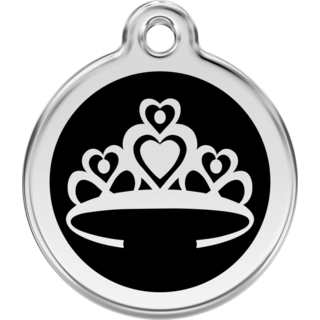 Red Dingo Enamel Crown Tag Black - Lifetime Guarantee - Cat, Dog, Pet ID Tag Engraved