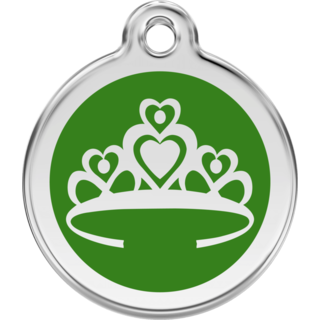 Red Dingo Enamel Crown Tag Green - Lifetime Guarantee - Cat, Dog, Pet ID Tag Engraved