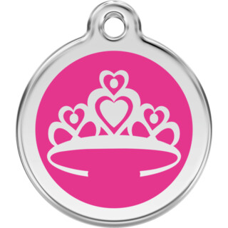 Red Dingo Enamel Crown Tag Hot Pink - Large - Lifetime Guarantee - Cat, Dog, Pet ID Tag Engraved
