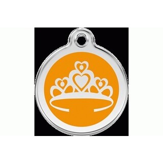Red Dingo Enamel Crown Tag Orange - Large - Lifetime Guarantee - Cat, Dog, Pet ID Tag Engraved
