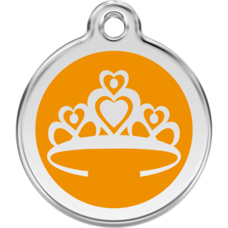 Red Dingo Enamel Crown Tag Orange - Lifetime Guarantee - Cat, Dog, Pet ID Tag Engraved