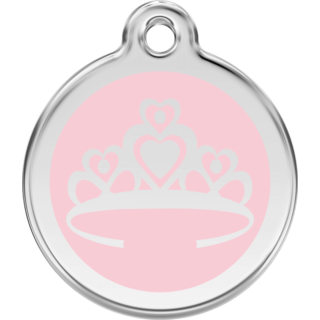 Red Dingo Enamel Crown Tag Pink - Lifetime Guarantee - Cat, Dog, Pet ID Tag Engraved