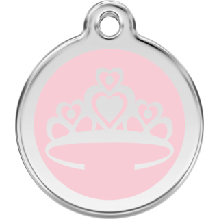 Red Dingo Enamel Crown Tag Light Pink [Size: Large]  - Lifetime Guarantee - Cat, Dog, Pet ID Tag Engraved