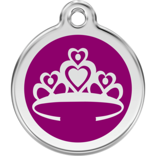 Red Dingo Enamel Crown Tag Purple [Size: Large]  - Lifetime Guarantee - Cat, Dog, Pet ID Tag Engraved