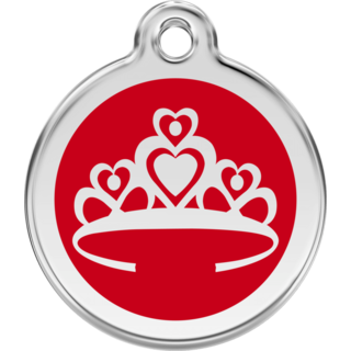 Red Dingo Enamel Crown Tag Red  - Lifetime Guarantee - Cat, Dog, Pet ID Tag Engraved