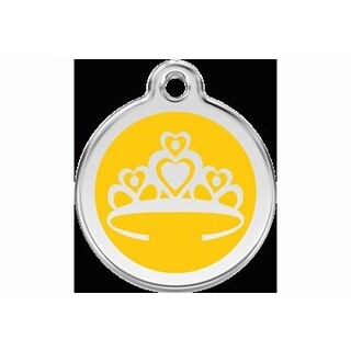 Red Dingo Enamel Crown Tag Yellow - Large - Lifetime Guarantee - Cat, Dog, Pet ID Tag Engraved