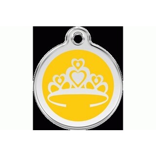 Red Dingo Enamel Crown Tag Yellow - Large - Lifetime Guarantee - Cat, Dog, Pet ID Tag Engraved