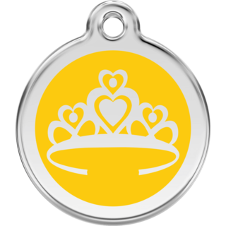 Red Dingo Enamel Crown Tag Yellow - Lifetime Guarantee - Cat, Dog, Pet ID Tag Engraved