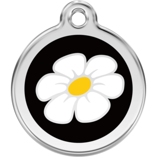 Red Dingo Daisy Tag - Large - Black - Lifetime Guarantee - Cat, Dog, Pet ID Tag Engraved