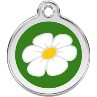 Red Dingo Enamel Daisy Tag - Green - Lifetime Guarantee - Cat, Dog, Pet ID Tag Engraved