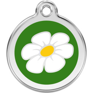 Red Dingo Daisy Tag - Green - Large - Lifetime Guarantee - Cat, Dog, Pet ID Tag Engraved