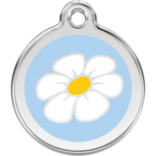 Red Dingo Enamel Daisy Tag - Light Blue - Lifetime Guarantee - Cat, Dog, Pet ID Tag Engraved