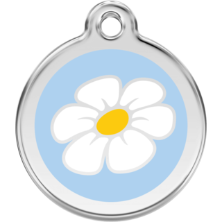 Red Dingo Daisy Tag - Light Blue - Large - Lifetime Guarantee - Cat, Dog, Pet ID Tag Engraved