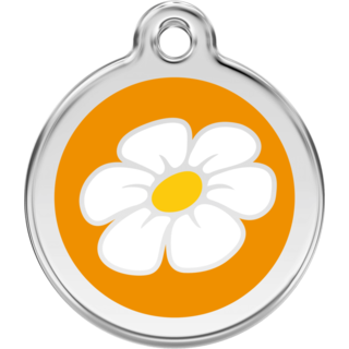 Red Dingo Enamel Daisy Tag - Orange - Lifetime Guarantee - Cat, Dog, Pet ID Tag Engraved