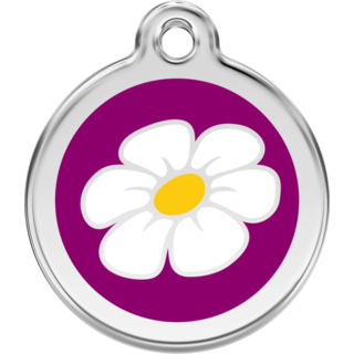 Red Dingo Enamel Daisy Tag - Purple - Lifetime Guarantee - Cat, Dog, Pet ID Tag Engraved