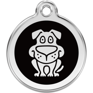 Red Dingo Enamel Dog Tag - Black  - Lifetime Guarantee - Cat, Dog, Pet ID Tag Engraved