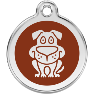 Red Dingo Enamel Dog Tag - Brown - Lifetime Guarantee - Cat, Dog, Pet ID Tag Engraved