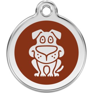 Red Dingo Enamel Dog Tag - Brown  - Lifetime Guarantee - Cat, Dog, Pet ID Tag Engraved