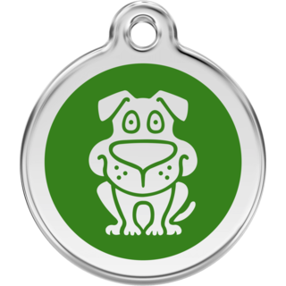 Red Dingo Enamel Dog Tag - Green  - Lifetime Guarantee - Cat, Dog, Pet ID Tag Engraved