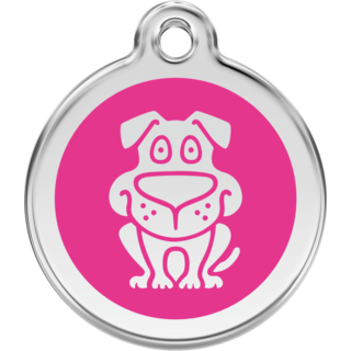 Red Dingo Enamel Dog Tag - Hot Pink  - Lifetime Guarantee - Cat, Dog, Pet ID Tag Engraved
