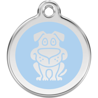 Red Dingo Enamel Dog Tag - Light Blue  - Lifetime Guarantee - Cat, Dog, Pet ID Tag Engraved
