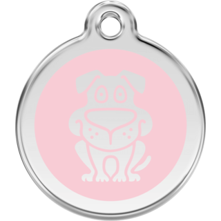 Red Dingo Enamel Dog Tag - Light Pink  - Lifetime Guarantee - Cat, Dog, Pet ID Tag Engraved