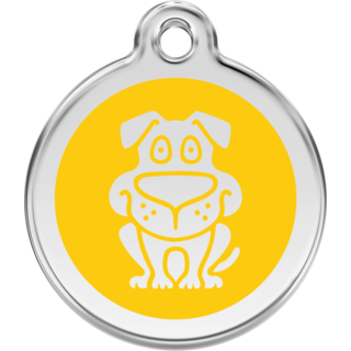 Red Dingo Enamel Dog Tag - Yellow - Lifetime Guarantee - Cat, Dog, Pet ID Tag Engraved