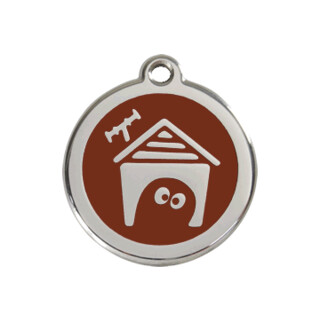 Red Dingo Dog House Tag - Brown - Large - Lifetime Guarantee - Cat, Dog, Pet ID Tag Engraved