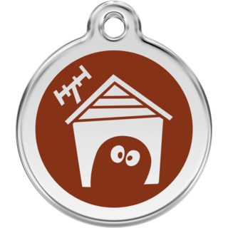 Red Dingo Enamel Dog House Tag - Brown  - Lifetime Guarantee - Cat, Dog, Pet ID Tag Engraved
