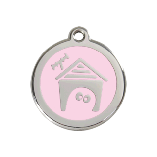 Red Dingo Dog House Tag - Light Pink [Size: Large]  - Lifetime Guarantee - Cat, Dog, Pet ID Tag Engraved