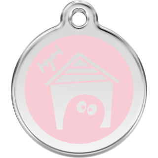 Red Dingo Dog Enamel House Tag - Light Pink  - Lifetime Guarantee - Cat, Dog, Pet ID Tag Engraved