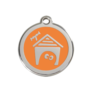 Red Dingo Dog House Tag - Orange [Size: Large]  - Lifetime Guarantee - Cat, Dog, Pet ID Tag Engraved