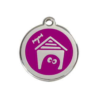 Red Dingo Dog House Tag - Purple [Size: Large]  - Lifetime Guarantee - Cat, Dog, Pet ID Tag Engraved