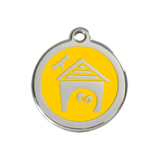 Red Dingo Dog House Tag - Yellow - Large - Lifetime Guarantee - Cat, Dog, Pet ID Tag Engraved