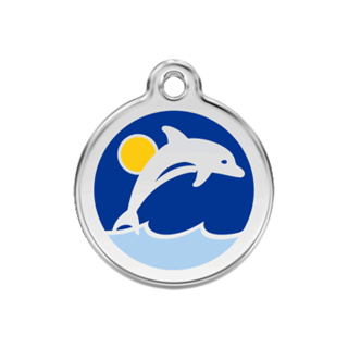 Red Dingo Dolphin [Size: Large]  - Lifetime Guarantee - Cat, Dog, Pet ID Tag Engraved