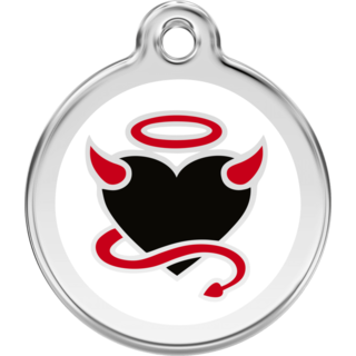 Red Dingo Enamel Devil White - Lifetime Guarantee - Cat, Dog, Pet ID Tag Engraved