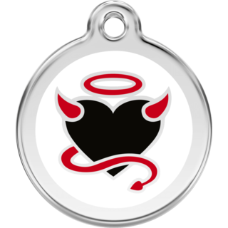 Red Dingo Enamel Devil White  - Lifetime Guarantee - Cat, Dog, Pet ID Tag Engraved