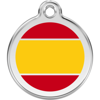 Red Dingo Spanish Flag - Lifetime Guarantee - Lifetime Guarantee - Cat, Dog, Pet ID Tag Engraved