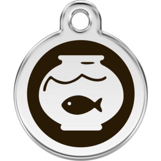 Red Dingo Enamel Fish Bowl Tag - Black - Lifetime Guarantee - Cat, Dog, Pet ID Tag Engraved