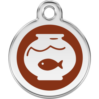 Red Dingo Enamel Fish Bowl Tag - Brown  - Lifetime Guarantee - Cat, Dog, Pet ID Tag Engraved