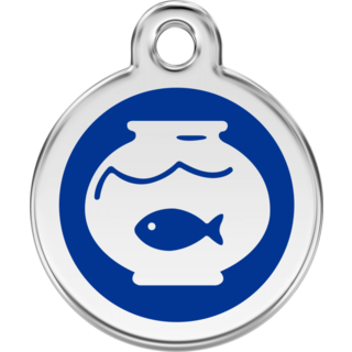 Red Dingo Enamel Fish Bowl Tag - Dark Blue - Lifetime Guarantee - Cat, Dog, Pet ID Tag Engraved