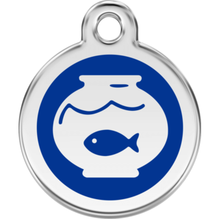 Red Dingo Enamel Fish Bowl Tag - Dark Blue  - Lifetime Guarantee - Cat, Dog, Pet ID Tag Engraved