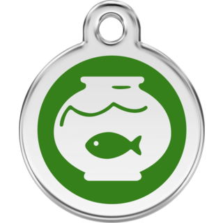 Red Dingo Enamel Fish Bowl Tag - Green - Lifetime Guarantee - Cat, Dog, Pet ID Tag Engraved