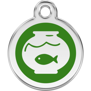 Red Dingo Enamel Fish Bowl Tag - Green  - Lifetime Guarantee - Cat, Dog, Pet ID Tag Engraved
