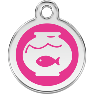 Red Dingo Enamel Fish Bowl Tag - Hot Pink - Lifetime Guarantee - Cat, Dog, Pet ID Tag Engraved